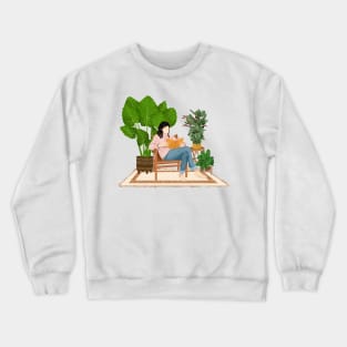 Reading with plants 1 Crewneck Sweatshirt